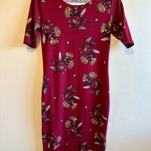 LuLaRoe Burgundy Floral Midi Dress